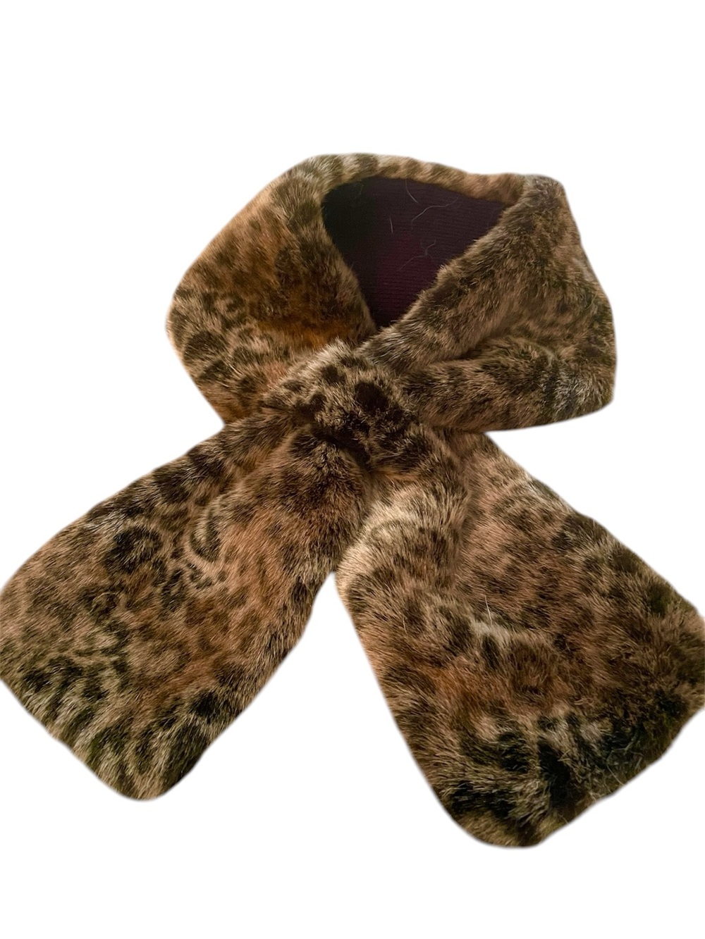 Parkhurst Brown Faux Fur Leopard-Pattern Scarf